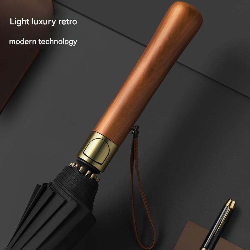 Golf Umbrella Large - 16本骨ゴルフ傘 木製ハンドル 大型ストレートロングハンドル 耐風雨傘 ビジネスギフト傘