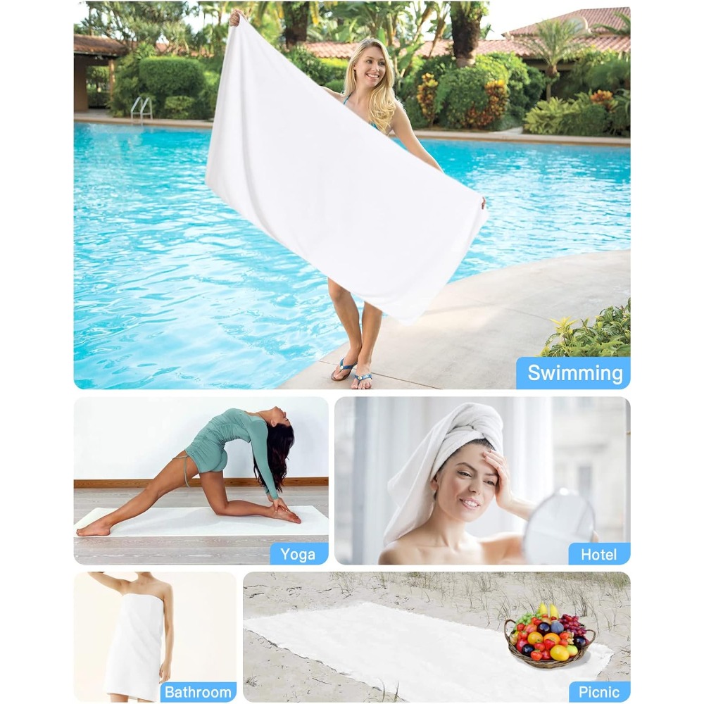 1枚入りビーチタオル 純白タオル ビーチ、お風呂、プール、ジ - Golf Towel のレビューと価格